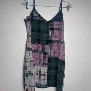 Guess Multicolor Plaid Mini Dress Slip 90s style 00s Grunge punk‎ Goth style